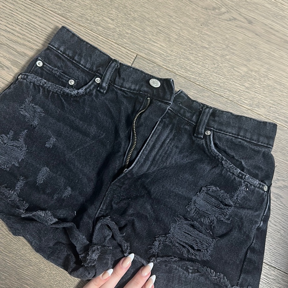 Zara distressed denim shorts